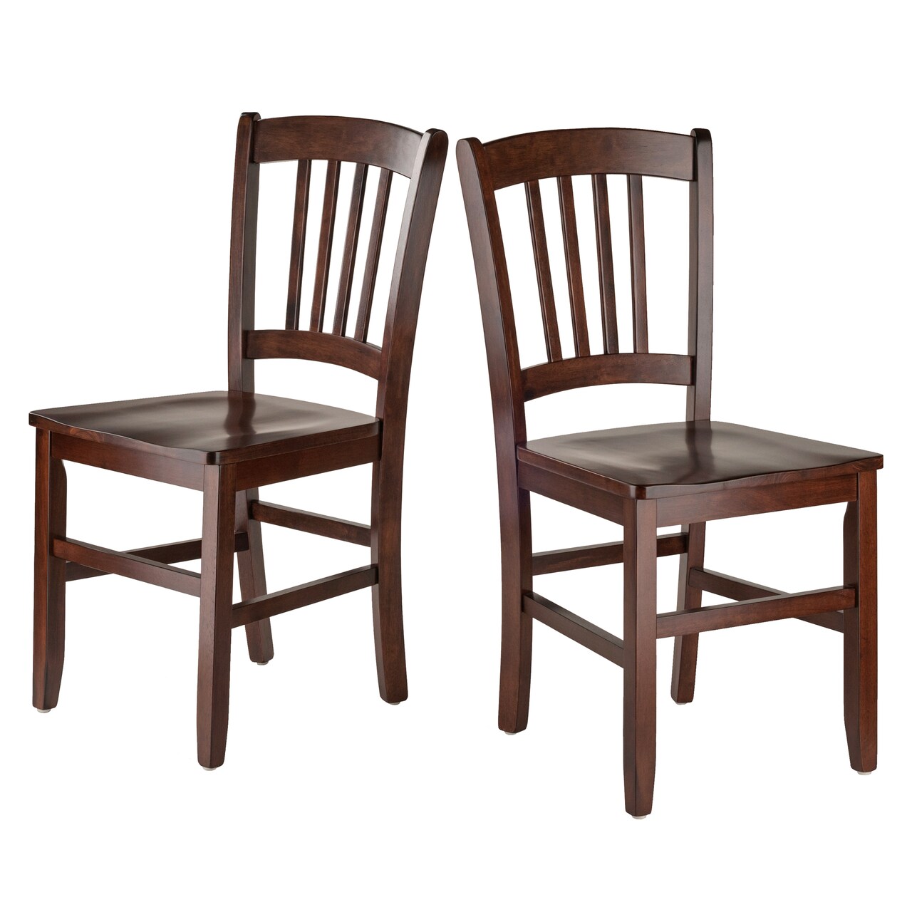 Contemporary Home Living Set of 2 Walnut Color Slat Back Design Wood Chair 34.5"